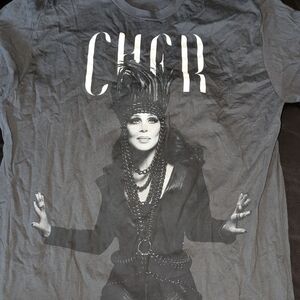 Gray Graphic T-Shirt with Cher Design